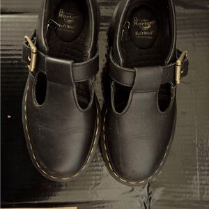 Dr. Martens Black Leather Ankle Boots with Sturdy Sole